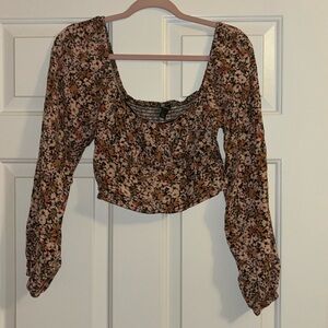 Floral Long Sleeve Crop